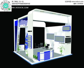 藍色時尚簡約產(chǎn)品展廳設(shè)計效果圖 3D模型下載與素材庫應(yīng)用